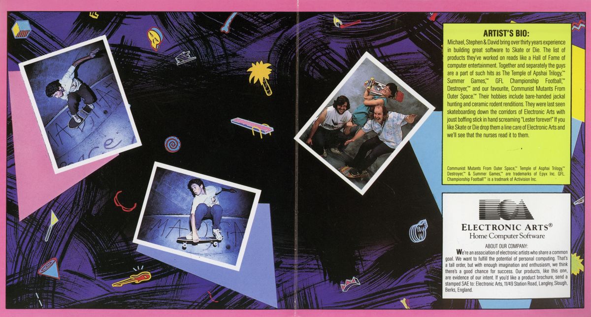 Inside Cover for Skate or Die (Commodore 64)