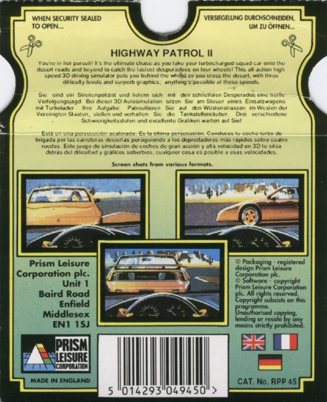 Back Cover for Highway Patrol II (DOS) (The 16-bit Pocket Power Collection)