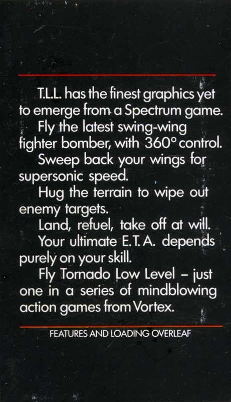 Inside Cover for TLL: Tornado Low Level (ZX Spectrum): Side A, I (next front cover)