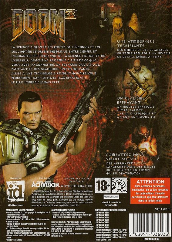 Back Cover for Doom³ (Windows) (Best of Activision release)