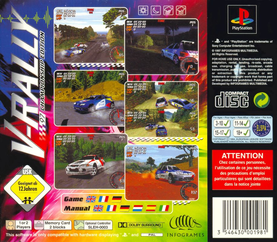 Back Cover for Need for Speed: V-Rally (PlayStation)