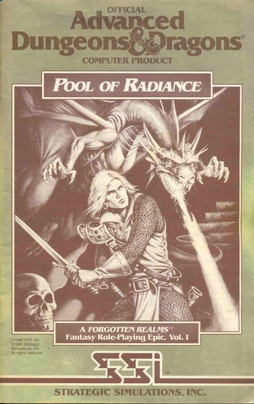 Manual for Pool of Radiance (Commodore 64): front