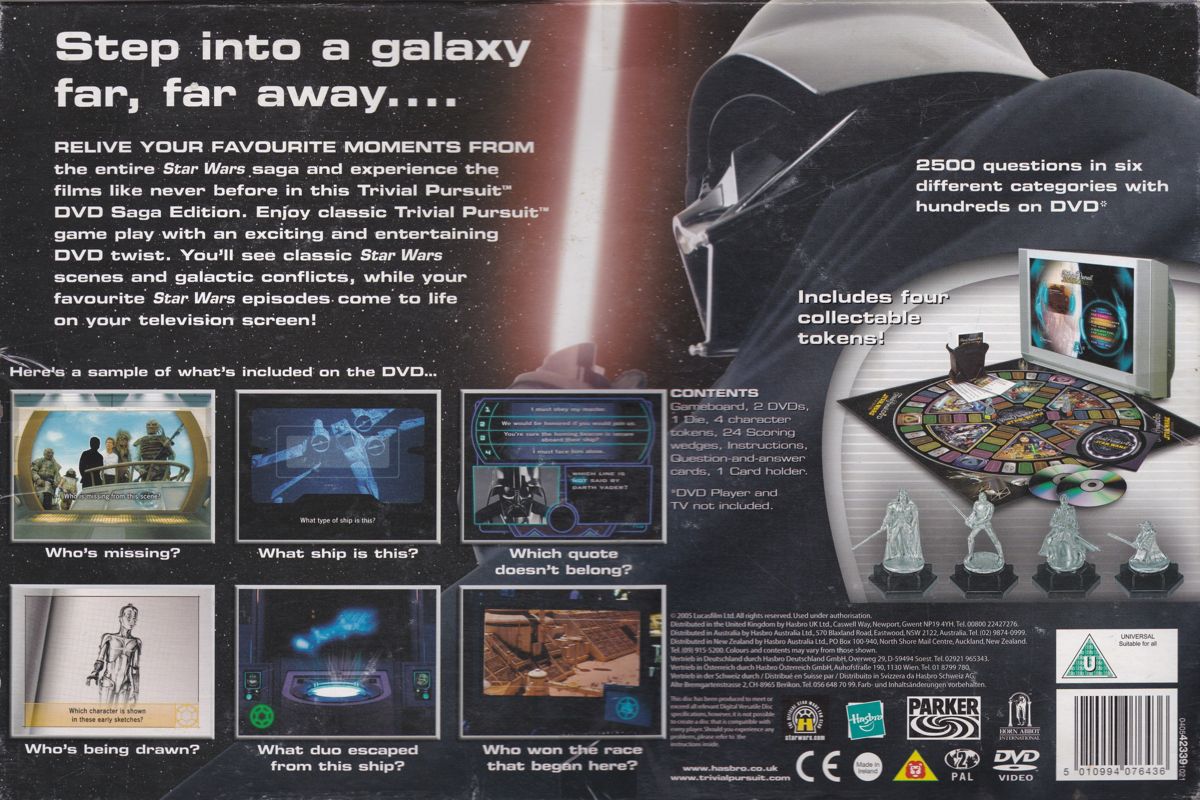 Back Cover for Trivial Pursuit DVD: Star Wars Saga Edition (DVD Player)