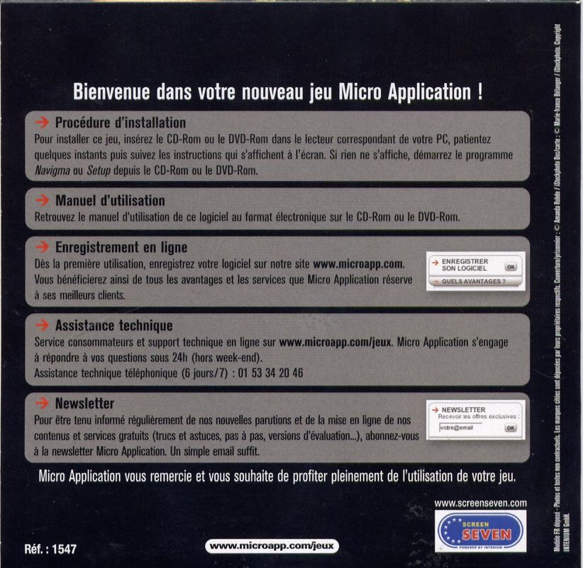 Other for The Count of Monte Cristo (Windows) (Enigmes & Objets Cachés (Micro Application 2008)): Disc Sleeve - Back