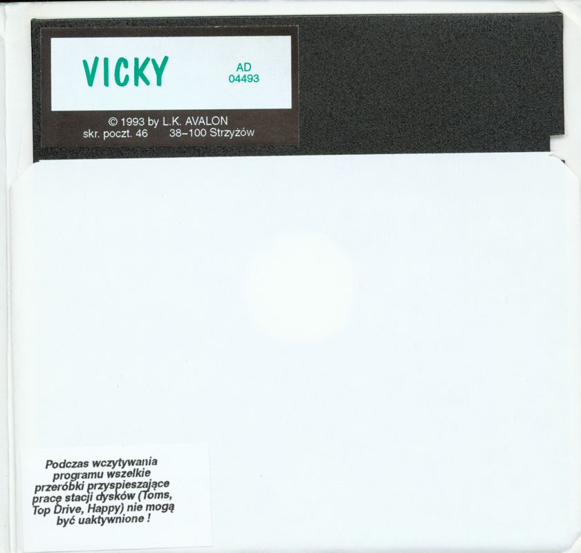 Inside Cover for Vicky (Atari 8-bit) (5.25" disk release): Right Flap + Media