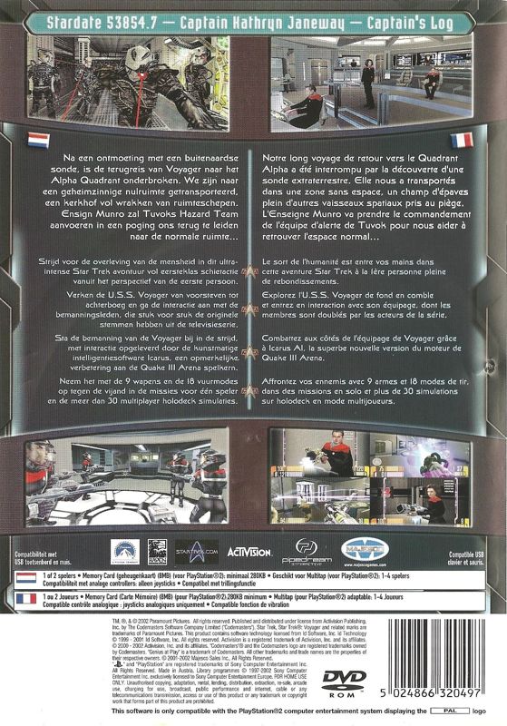 Back Cover for Star Trek: Voyager - Elite Force (PlayStation 2)