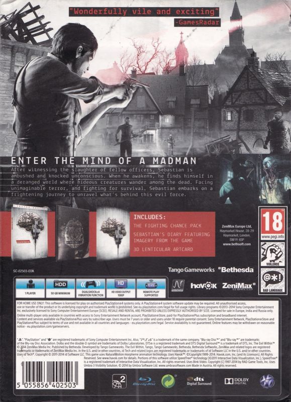 Back Cover for The Evil Within (Limited Edition) (PlayStation 4)