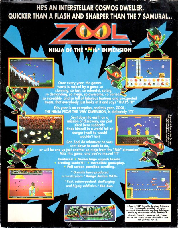 Back Cover for Zool (Amiga) (OEM release)