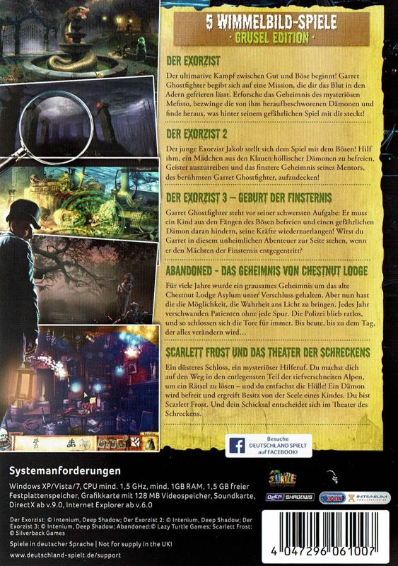Back Cover for 5 Wimmelbild Spiele: Grusel Edition (Windows)