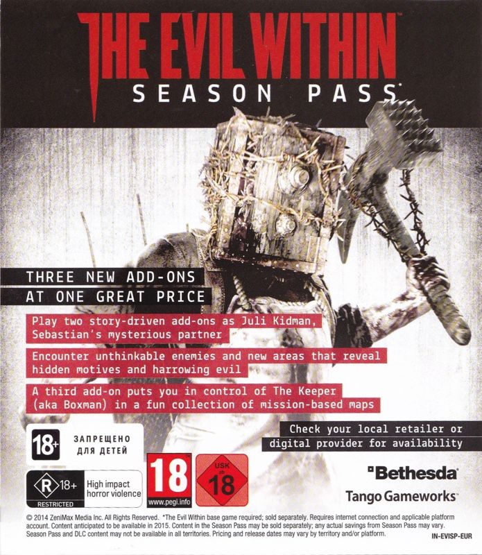 Advertisement for The Evil Within (Limited Edition) (PlayStation 4): Season Pass - Front