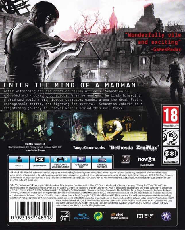 Other for The Evil Within (Limited Edition) (PlayStation 4): Keep Case - Back