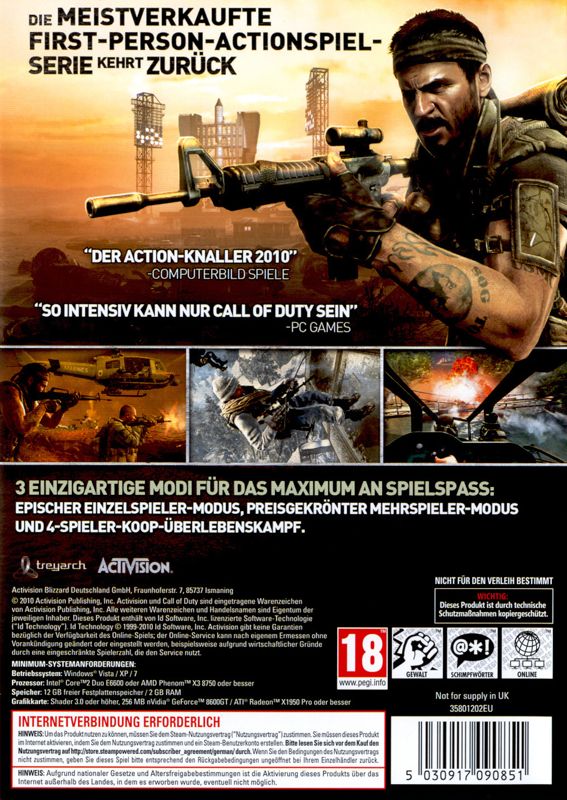 Back Cover for Call of Duty: Black Ops (Windows)