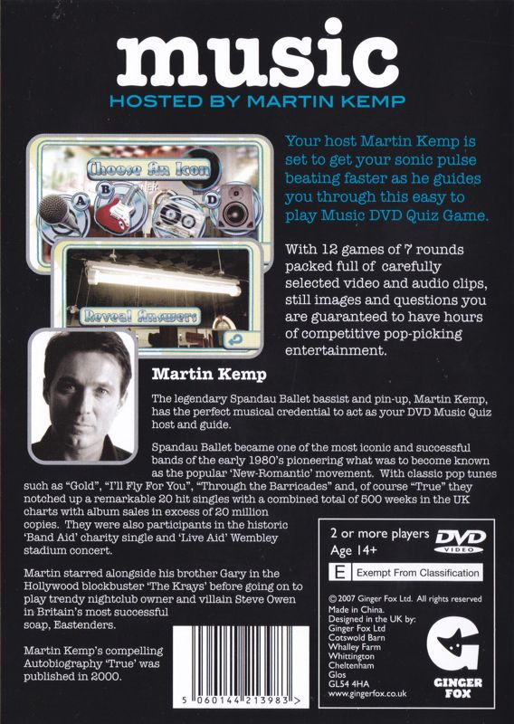 Back Cover for Music Hosted By Martin Kemp (DVD Player)