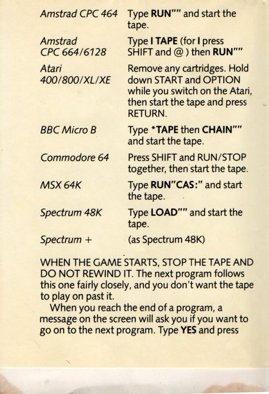 Inside Cover for The Secret Diary of Adrian Mole Aged 13¾ (Amstrad CPC)