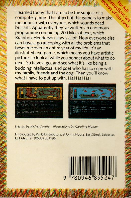 Back Cover for The Secret Diary of Adrian Mole Aged 13¾ (Amstrad CPC)