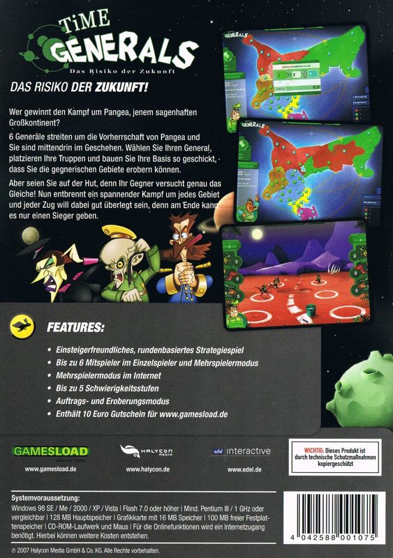 Back Cover for Time Generals: Das Risiko der Zukunft (Windows)