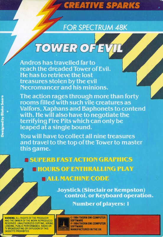 Back Cover for Tower of Evil (ZX Spectrum)