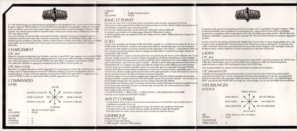 Inside Cover for Galivan (Amstrad CPC)