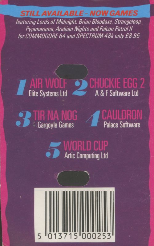 Back Cover for Now Games 2 (ZX Spectrum)