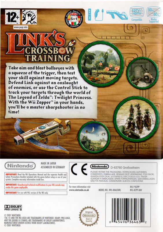 Back Cover for Link's Crossbow Training (Wii)