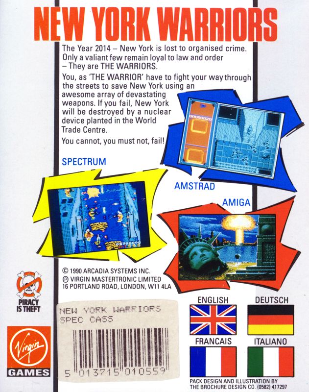 Back Cover for NY Warriors (ZX Spectrum)