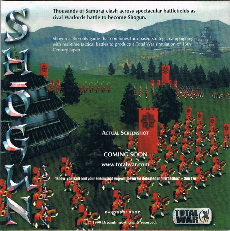 Other for Command & Conquer: Tiberian Sun (Windows): <i>Shogun: Total War</i> - Rolling Demo Disc - Cardboard Sleeve - Back