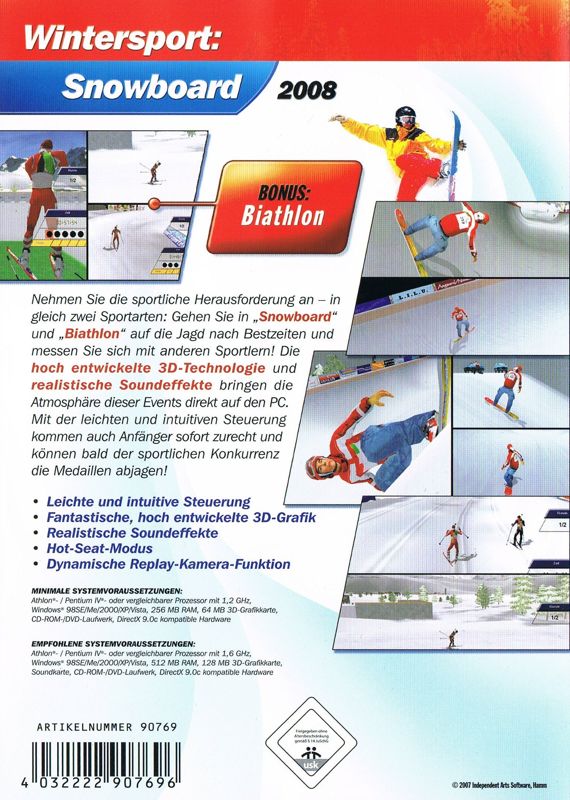 Back Cover for Wintersport: Snowboard 2008 (Windows)