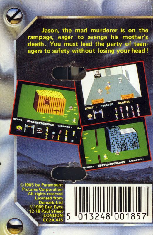 Back Cover for Friday the 13th (ZX Spectrum) (Bug Byte re-release (1988))