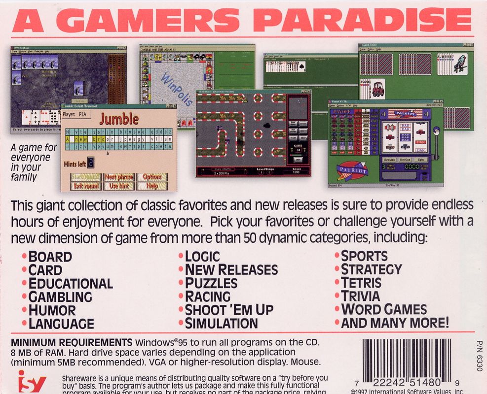 Back Cover for 10 Tons of Games: Mega Collection 1 (DOS and Windows and Windows 3.x)