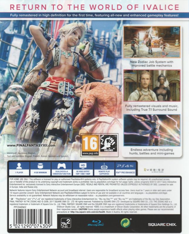 Back Cover for Final Fantasy XII: The Zodiac Age (PlayStation 4)