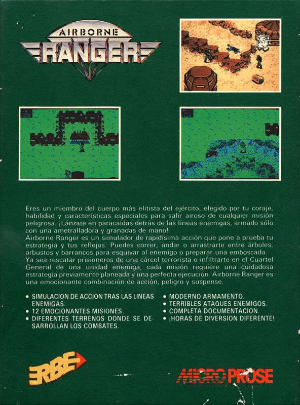 Back Cover for Airborne Ranger (ZX Spectrum) (Budget re-release (Erbe Software S.A.))