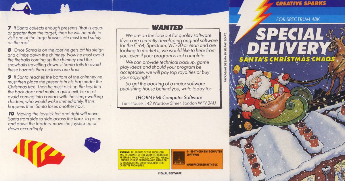 Manual for Special Delivery: Santa's Christmas Chaos (ZX Spectrum): foldable instructions side A