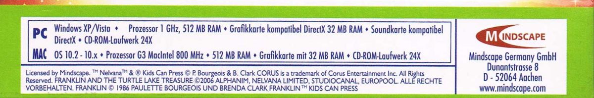 Spine/Sides for Franklin et le Trésor du Lac (Macintosh and Windows): Bottom