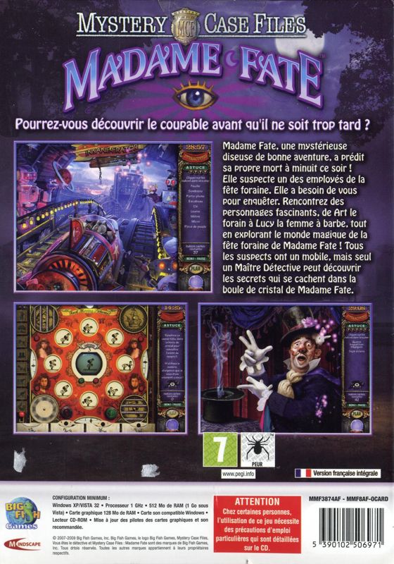 Other for Mystery Case Files: Madame Fate (Windows): Keep Case - Back