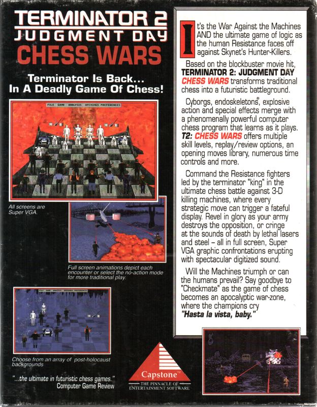 Back Cover for Terminator 2: Judgment Day - Chess Wars (DOS) (CD-ROM edition)