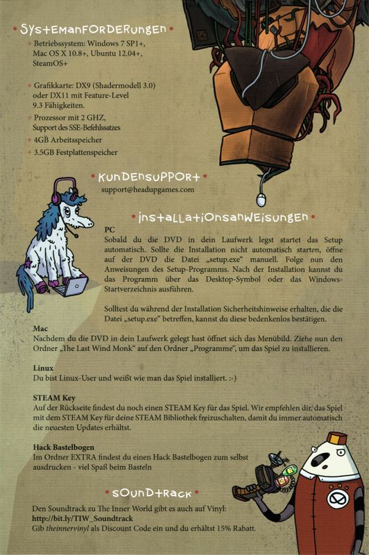 Manual for The Inner World: The Last Wind Monk (Linux and Macintosh and Windows): Front