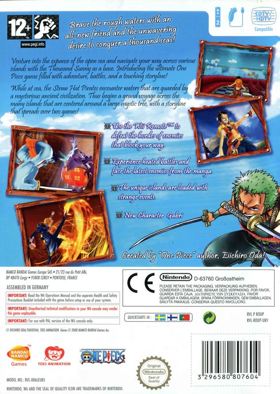 Back Cover for One Piece: Unlimited Cruise 1 - The Treasure Beneath the Waves (Wii)