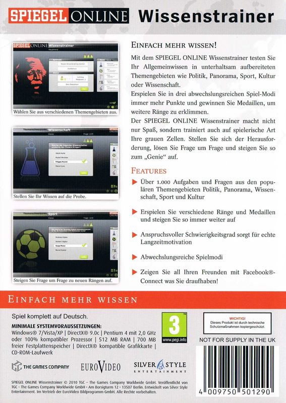 Back Cover for Spiegel Online Wissenstrainer (Windows)