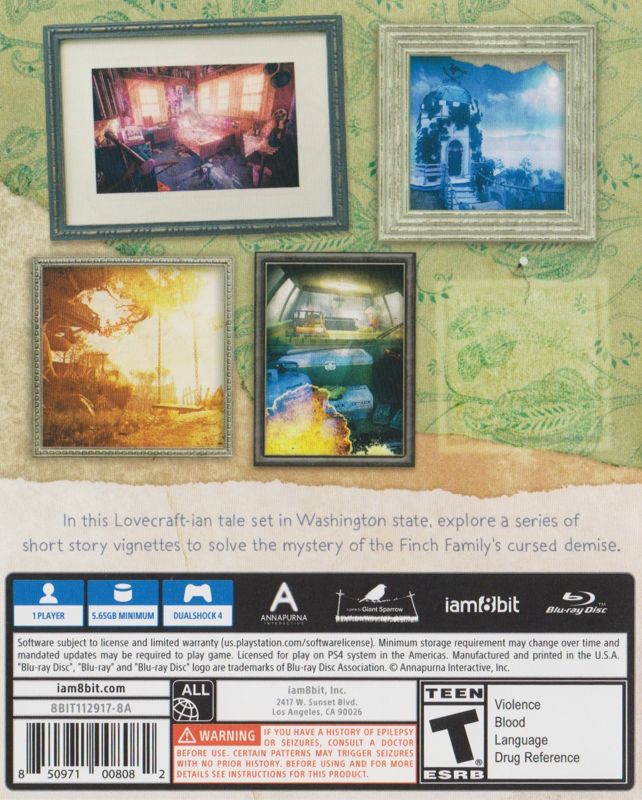 Back Cover for What Remains of Edith Finch (PlayStation 4)