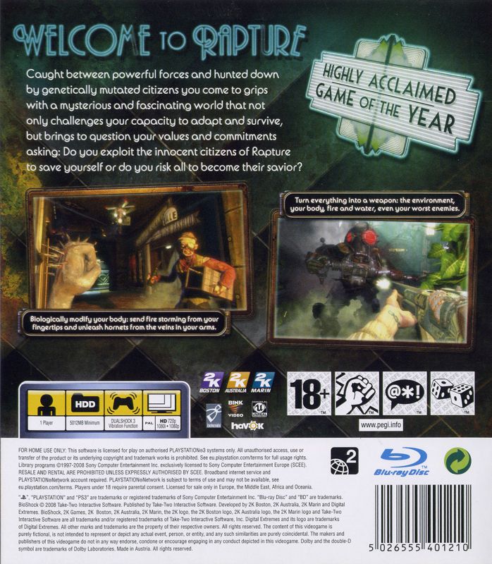 Other for BioShock (PlayStation 3): Keep Case Back