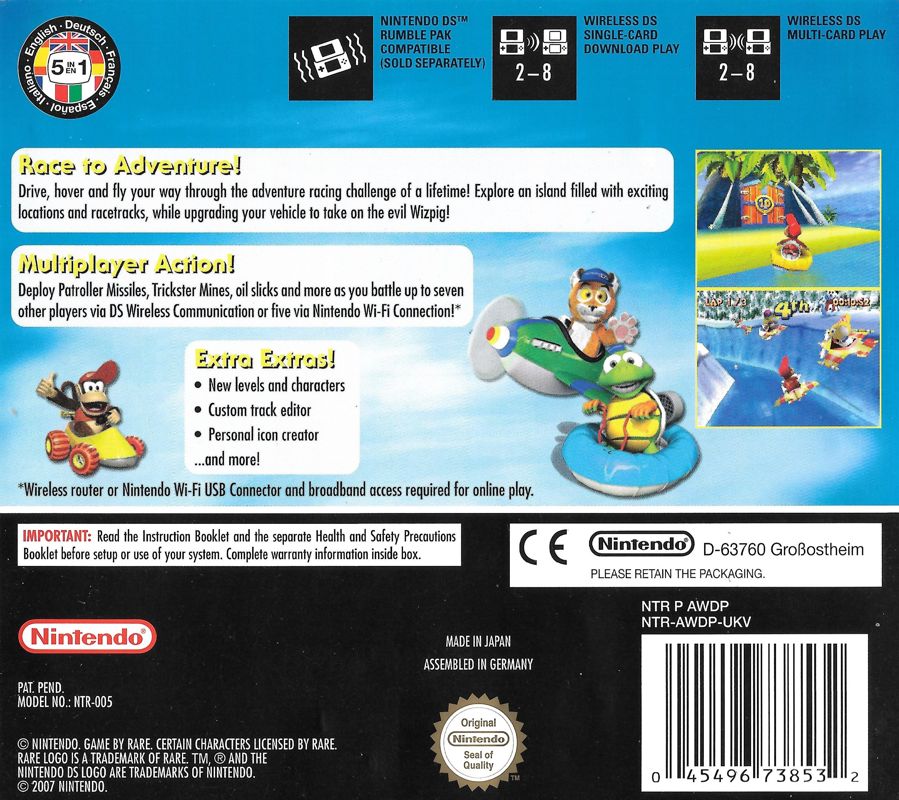 Back Cover for Diddy Kong Racing DS (Nintendo DS)
