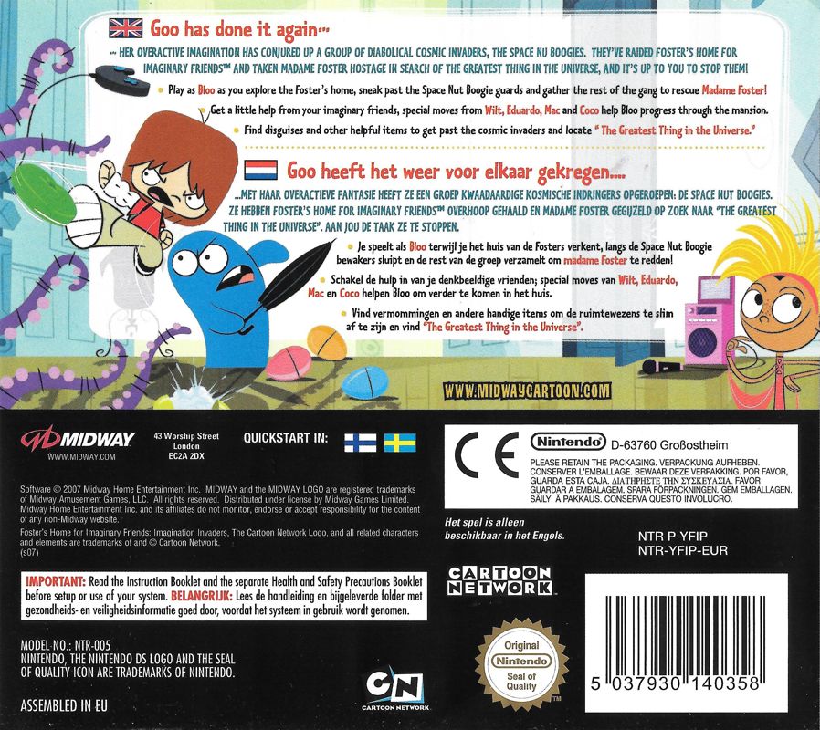 Back Cover for Foster's Home for Imaginary Friends: Imagination Invaders (Nintendo DS)