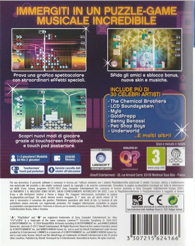 Back Cover for Lumines: Electronic Symphony (PS Vita)