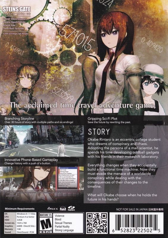 Back Cover for Steins;Gate (Windows) (J-List release)