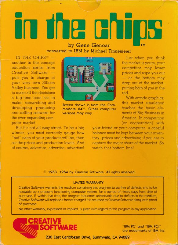 Back Cover for In the Chips (PC Booter)