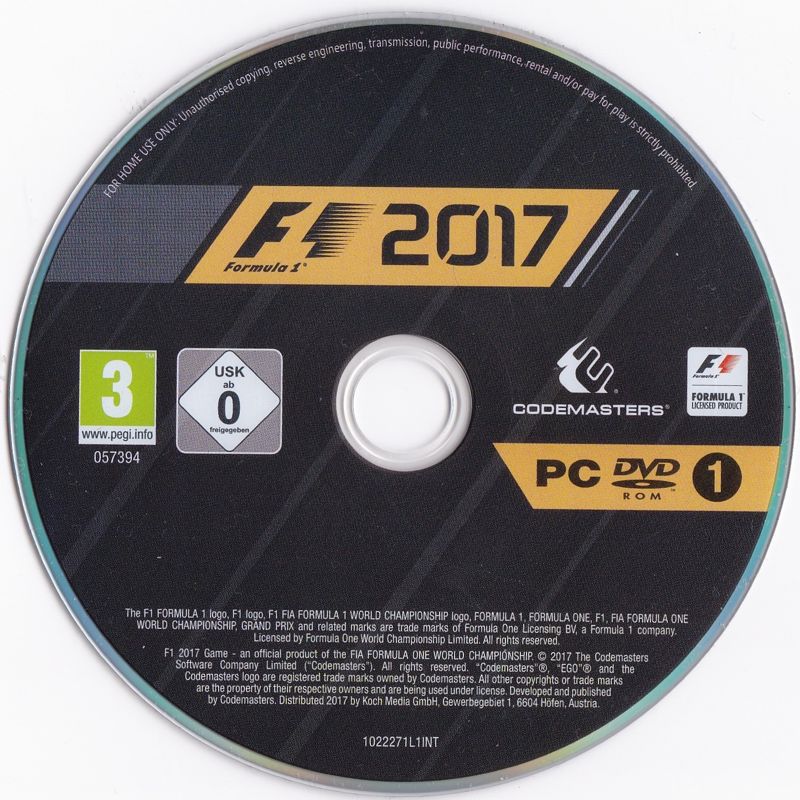 Media for F1 2017: Special Edition (Windows): Disc 1