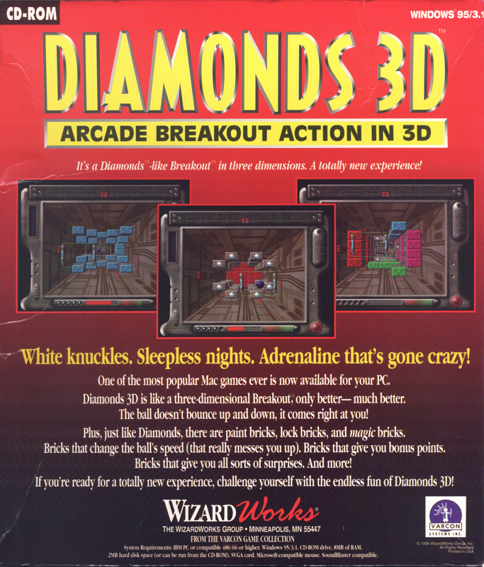 Back Cover for Diamonds 3D (Windows 3.x)