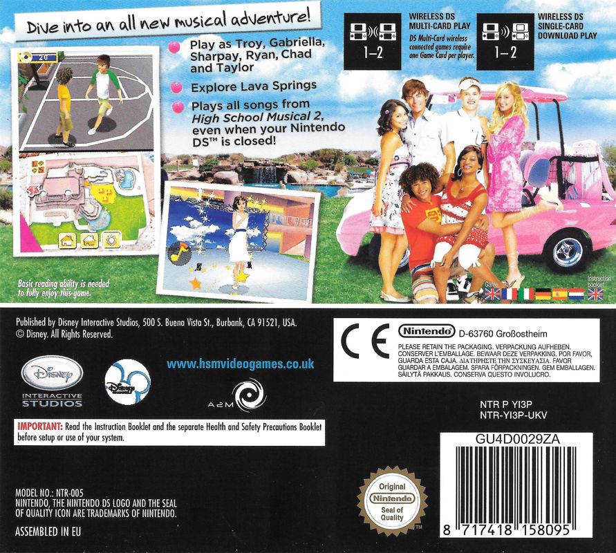 Back Cover for High School Musical 2: Work This Out! (Nintendo DS)