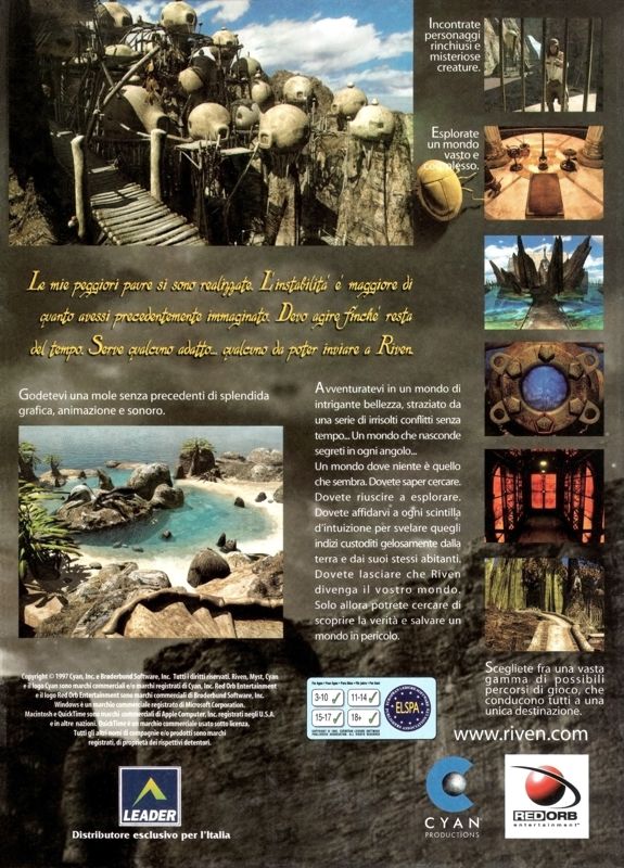 Back Cover for Riven: The Sequel to Myst (Macintosh and Windows)