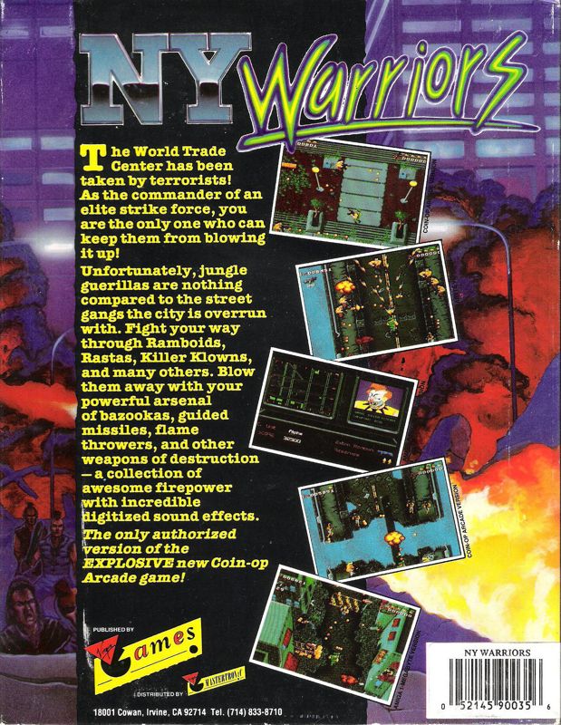 Back Cover for NY Warriors (DOS) (5.25" Disk version)